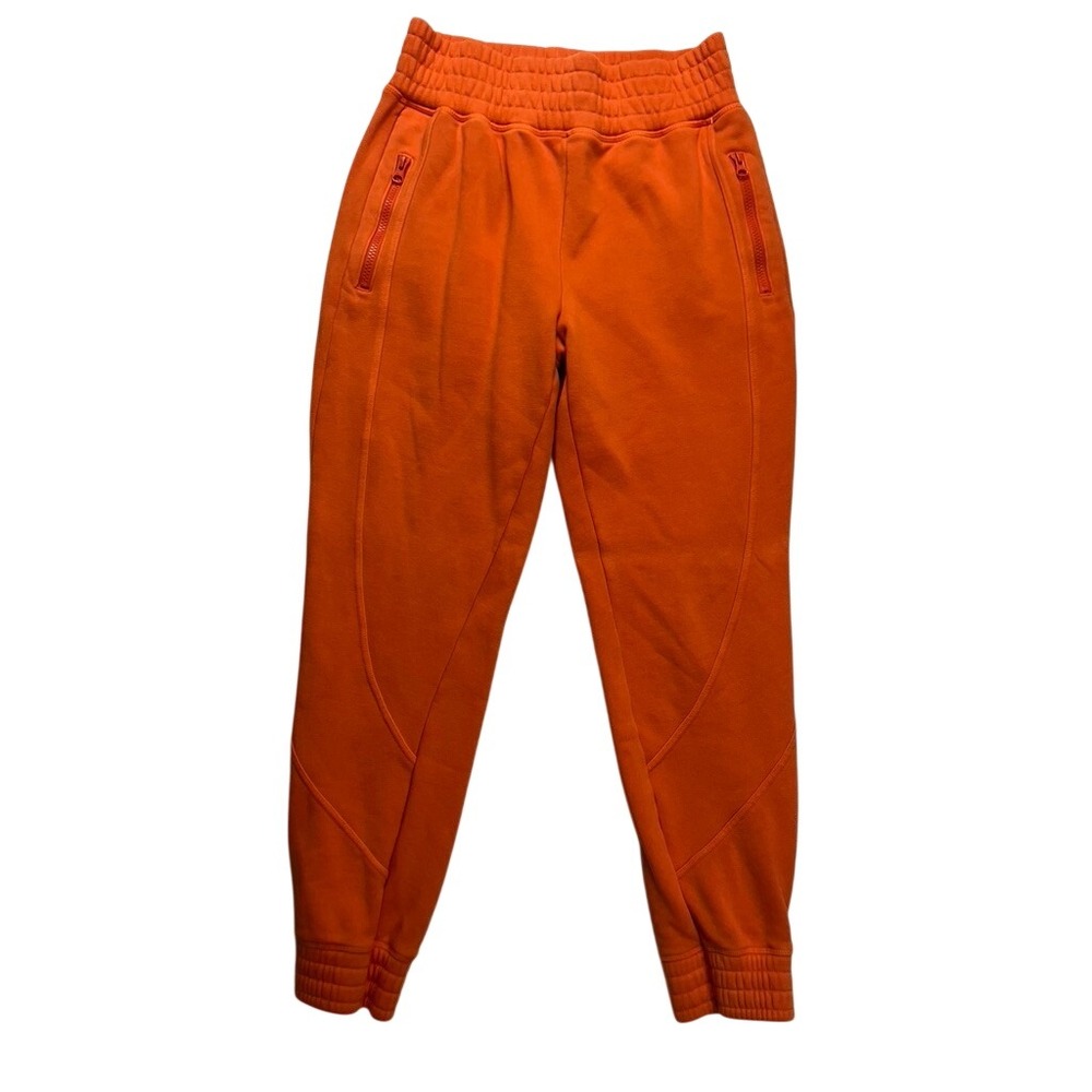 Fabletics Joggers Women S‎ Orange High Rise Zipper Pocket Athletic Sweatpants